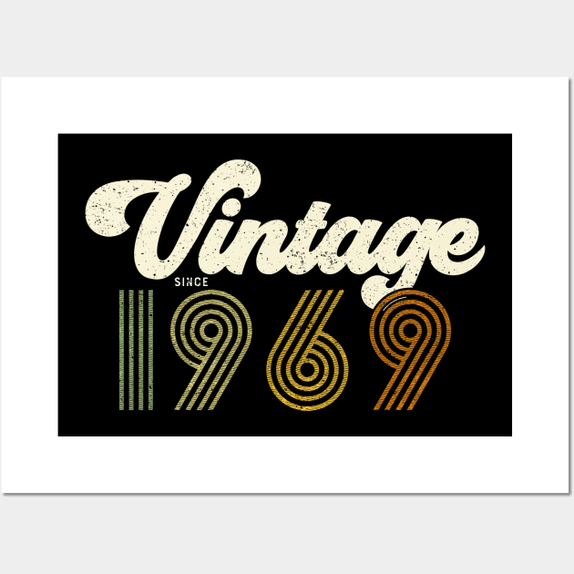 50th Birthday Gift Idea - Retro Vintage since 1969 Wall Art by Shirtbubble